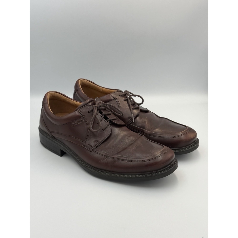 ECCO Brown Leather Lace Up Dress Shoes Mens 12 12.5 EU 46 Comfort Oxford